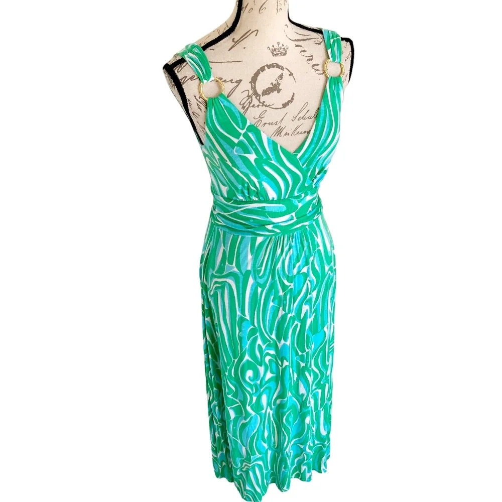 SOLD Lilly Pulitzer Villa green Finders Keepers printed flowy dress sleeveless S - Picture 5 of 11